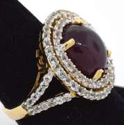 Absolutely Ravishing Massive 14.0CTS Cabochon Star Ruby & Topaz Ring in Vermeil
