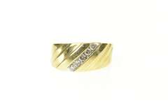 14K Yellow Gold Classic Diagonal Diamond Wedding Band Ring