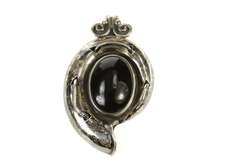 Sterling Silver Ornate Black Onyx Swirl Nautilus Statement Pendant