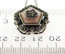 Italian Sterling Silver Marcasite Flower Pendant Necklace