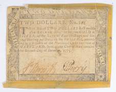 1775 Colonial Maryland - Annapolis 2 Dollars Note