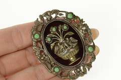 Sterling Silver Victorian Bouquet Bird Vine Statement Pin/Brooch