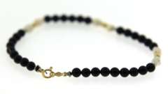 Fresh Water Pearl, Black and Gold Bead Bracelet