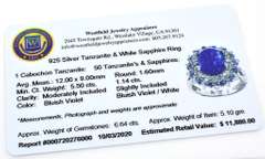 Breathtaking Tanzanite & White Sapphire Ring in Sterling Silver
