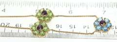 Fantastic Peridot, Blue Topaz and Amethyst Flower Station Necklace