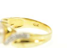 18K Yellow Gold Pearl Wavy Diamond Accent Statement Ring