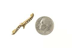 14K Yellow Gold Victorian Seed Pearl Wavy Swirl Floral Pin/Brooch