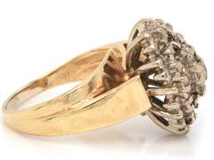 Posh & Glitzy 14kt YG Round Brilliant Cut Diamond Cluster Ring