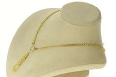 10K Yellow Gold Rope Chain Rhinestone Ring Drop Fringe Necklace