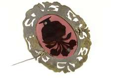 Sterling Silver Victorian Bouquet Bird Vine Statement Pin/Brooch