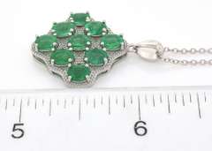 Vibrant Natural Cluster Emerald Necklace in Sterling Silver