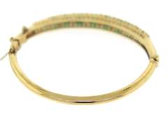 Remarkable Natural Eemerald and Diamond Bangle Bracelet