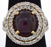 Absolutely Ravishing Massive 14.0CTS Cabochon Star Ruby & Topaz Ring in Vermeil