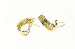 14K Yellow Gold 0.63 Ctw Classic Baguette Diamond Oval Hoop Earrings