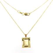 Fancy European Cut Citrine Pendant on Chain
