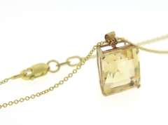 Fancy European Cut Citrine Pendant on Chain