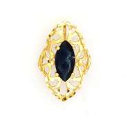 Ornate Blue Quartz Pendant in Gold