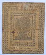 Jan 1 1776 Delaware 5 Shilling Note