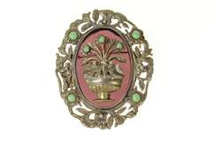 Sterling Silver Victorian Bouquet Bird Vine Statement Pin/Brooch