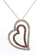 Dreamy Ruby & Diamond Double Heart Necklace