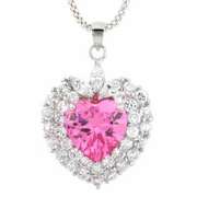 Sterling Silver Pink & Clear CZ Heart Pendant