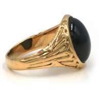 Modern 14kt YG Oval Blue Star Sapphire Ring