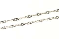 14K White Gold 2.3mm Rolling Twist Curb Spiral Chain Necklace