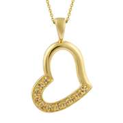 18K Gold over Sterling Silver CZ Open Floating Heart Pendant
