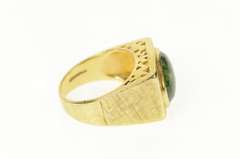 14K Yellow Gold 1960's Ornate Oval Jasper Squared Statement Ring