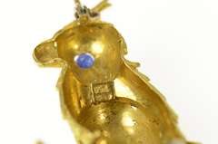 18K Yellow Gold Ornate 1960's Sapphire Stylized Bird Parrot Pin/Brooch