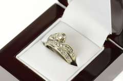 14K White Gold 0.59 Ctw Diamond Wavy Engagement Bridal Set RIng