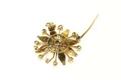 14K Yellow Gold Victorian Seed Pearl Diamond Accent Sun Pendant/Pin
