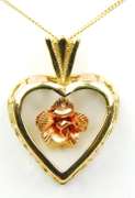 Vintage 10K 2-Tone Gold Heart & Rose Necklace