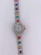 Ladies Geneva & Gemstone Watch, 18kt Gold Plated