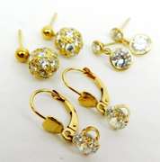 3 Pair of 14K Yellow Gold Cubic Zirconia Earrings