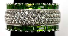 Sterling Silver White &Green Stone Ring