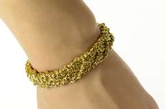18K Yellow Gold Bvlgari Woven Braid Fancy Designer Chain Bracelet
