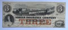 Choice Near Unc $ 3 Adrian Insurance Co State Of Michigan Note