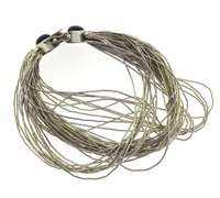 Sterling Silver 50 Strands Lapis Bracelet