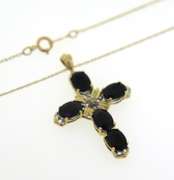 Very Elegant Sapphire & Diamond Cross Necklace