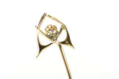 14K Yellow Gold Diamond Retro Wish Bone Lucky Symbol Stick Pin
