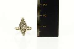 10K White Gold Retro Diamond Cluster Marquise Statement Ring