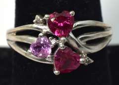 Sterling Silver Pink and Red Stone Ring