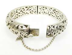 Silpada Sterling Filigree Hinged Bangle Bracelet