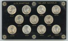 Superb Gem BU 11-pc Silver Jefferson War Nickel set