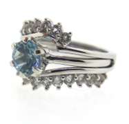 Sterling Silver Blue Topaz and Cz Ring
