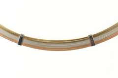 14K Yellow Gold Tri Tone Layered Wire Statement Collar Necklace