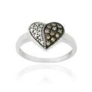 Sterling Silver .11ct. TDW Champagne Diamond Heart Ring
