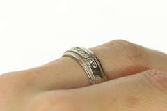 14K White Gold 0.48 Ctw Diamond Men's Ornate Wedding Band Ring