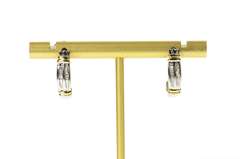 10K White Gold Two Tone Baguette Diamond Channel Curved Earrings